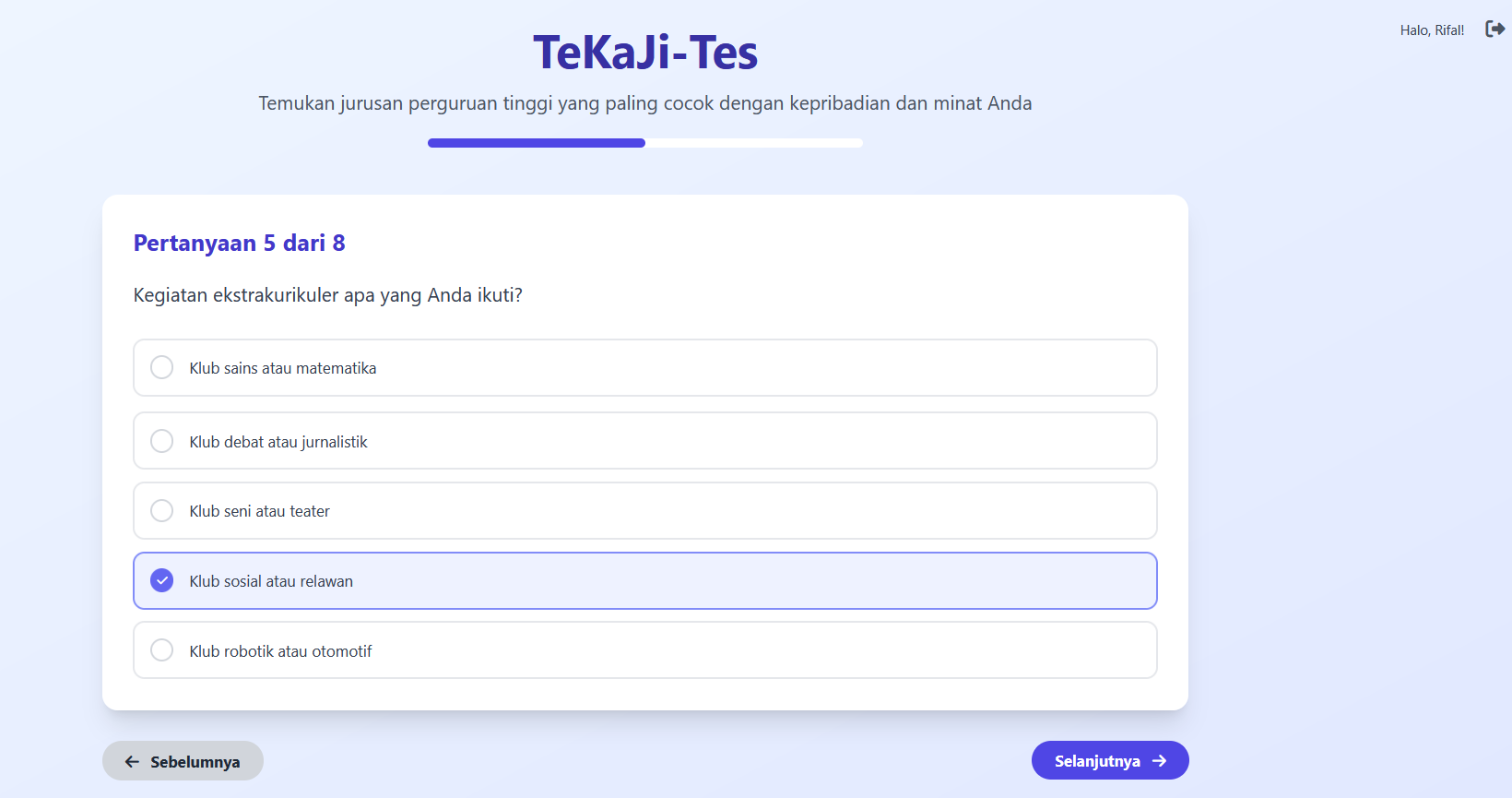 Gambar Proyek Pengembangan Website TeKaJi: Tes Kecocokan Jurusan Masuk Perguruan Tinggi